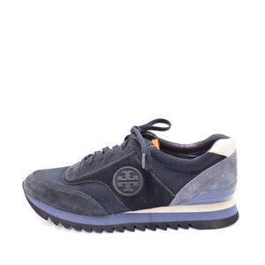 Women's Tory Burch Logo Dark Blue Sawtooth Sneakers Size US 7M
